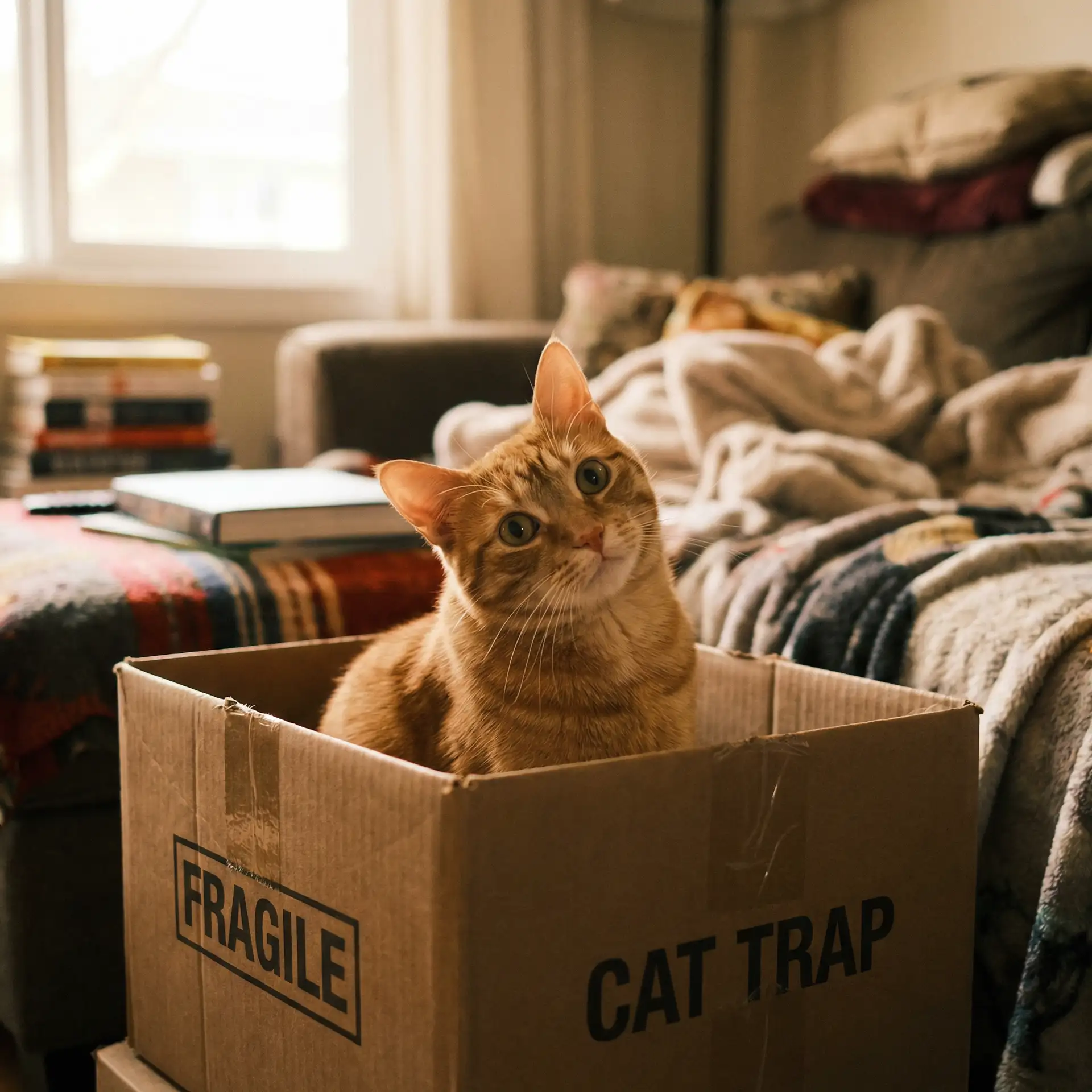 橘猫躲在纸箱里 - 氪信科技
